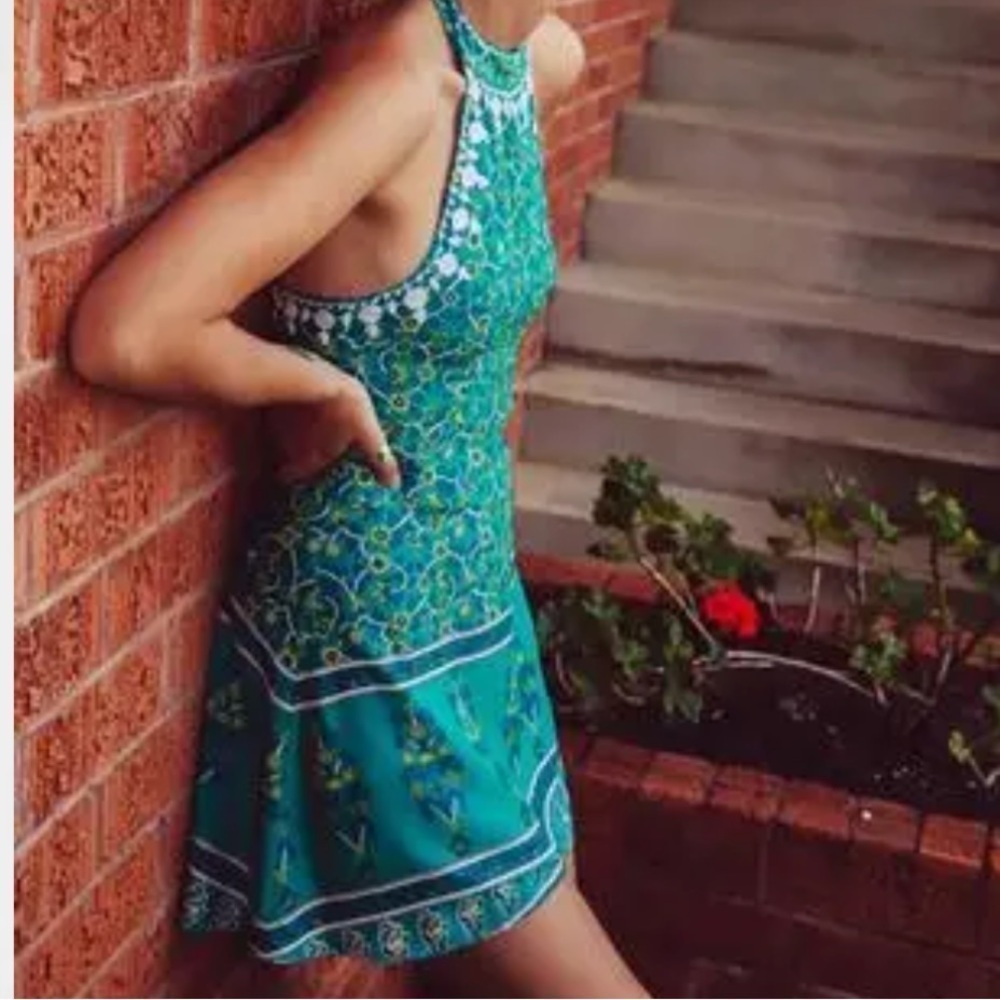 Halter dress Arnhem Halter mini drifter sun dress blue greens New size small